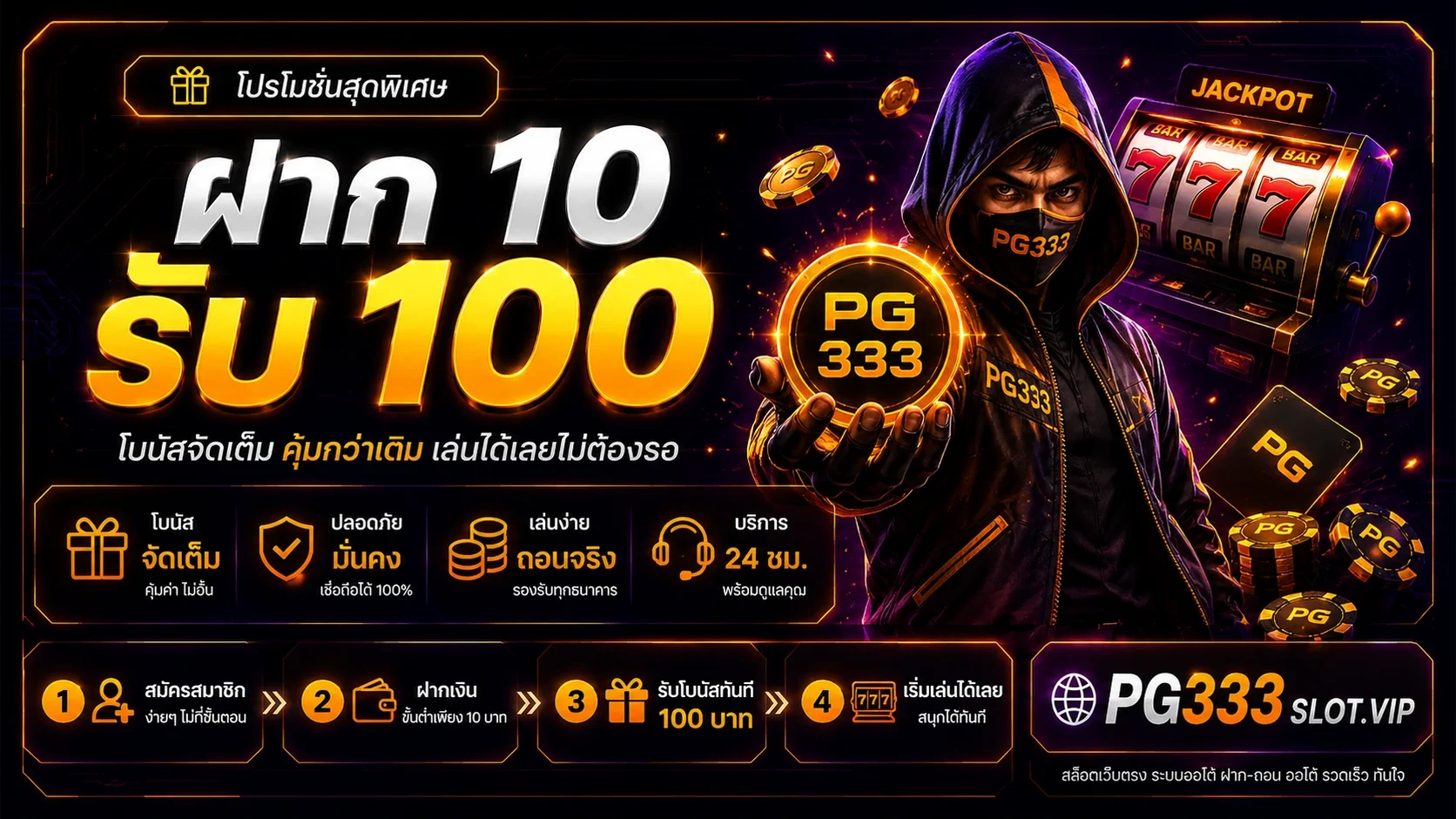 โปรโมชั่น ฝาก 10 รับ 100 pg slot เครดิตฟรี สล็อตทุนน้อย ล่าสุด 2026