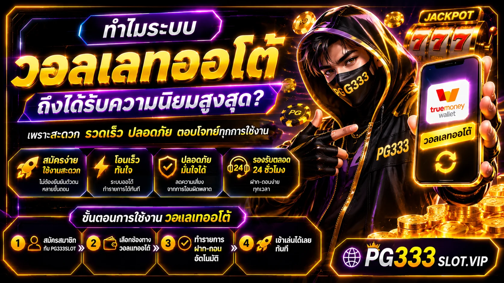 ทำไมระบบ วอลเลทออโต้ ถึงได้รับความนิยมสูงสุด PG333 สล็อตเว็บตรง ฝากถอน True Wallet ไม่มีขั้นต่ำ 2026